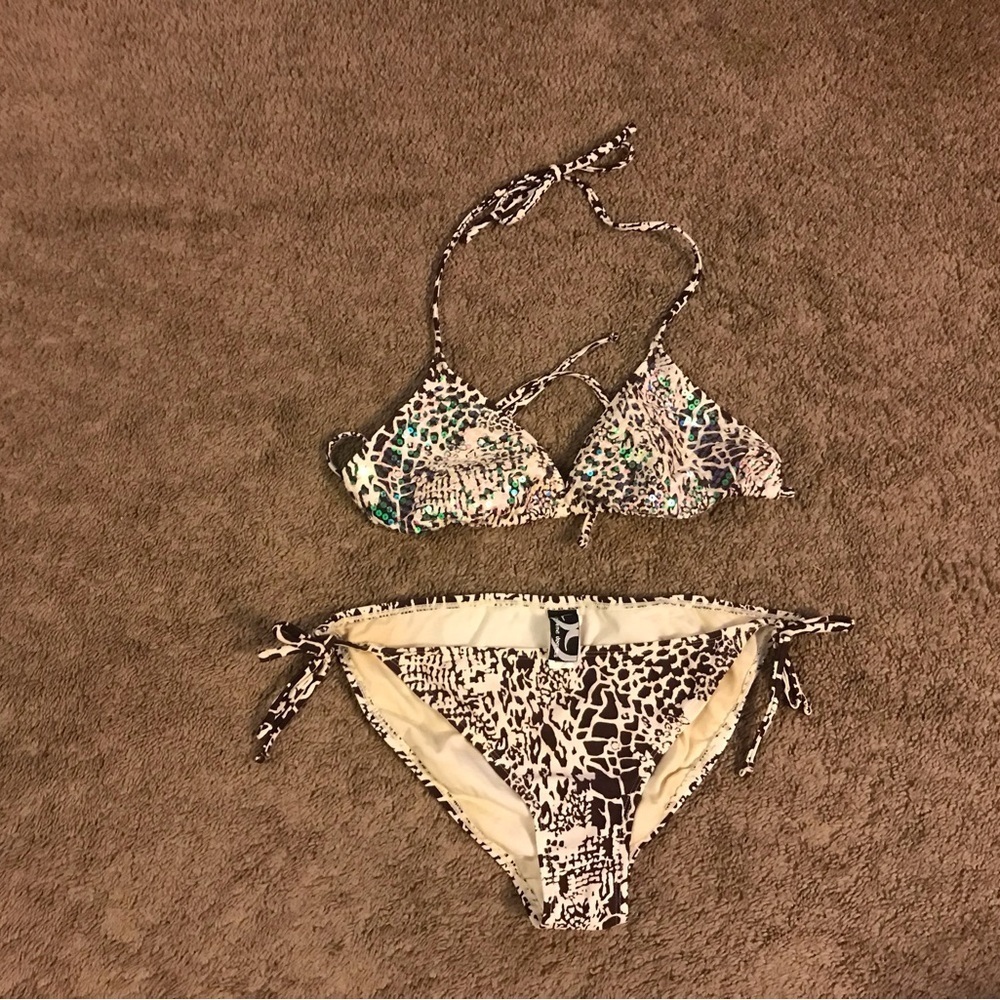 Womens Ninety Nine Degrees Leopard Print String  Bikini